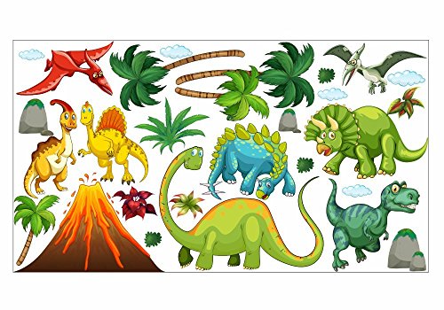 nikima - 017 Wandtattoo Wandbild Kinderzimmer Dinosaurier T-Rex Urzeit Brachiosaurus - in 6 Größen - Kinderzimmer Sticker Babyzimmer Wandaufkleber niedliche Wandsticker süße Wanddeko Wandbild Junge Mädchen (1750 x 980 mm) von nikima Schönes für Kinder