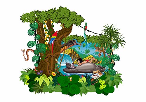 nikima - 070 Wandtattoo Das Dschungelbuch Mogli Balu Shir Khan Bagkira Kaa - in 3 Größen - niedliche Kinderzimmer Sticker Babyzimmer Aufkleber süße Wanddeko Wandbild Junge Mädchen (1000 x 780 mm) von nikima Schönes für Kinder