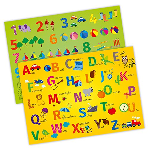 nikima - 1 Schreibtischunterlage mit Lerneffekt - Karton - ABC/Alphabet & 123/1x1 - Größe A3 von nikima Schönes für Kinder