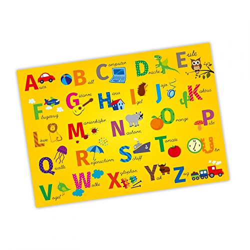 nikima - Kinder Lernposter ABC Alphabet Plakat für Kindergarten Schule Schulanfang Schuleintritt Einschulung Kinderzimmer Deko Wandbild - Größe DIN A1-841 x 594 mm von nikima Schönes für Kinder