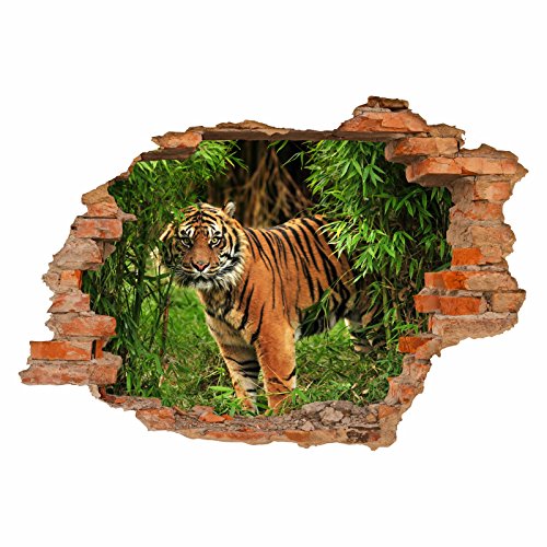 nikima Schönes für Kinder 030 Wandtattoo Tiger im Dschungel - Loch in der Wand - Aufkleber - in 6 Größen - Kinderzimmer Jugendzimmer Sticker Wanddeko Wandbild Junge Mädchen - Größe 1750 x 1210 mm von nikima Schönes für Kinder