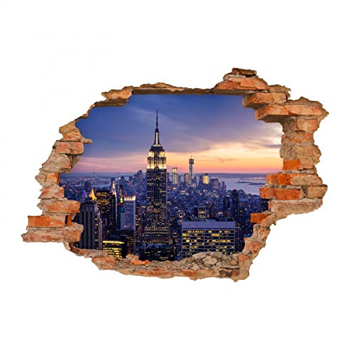 nikima Schönes für Kinder 145 Wandtattoo New York Empire State Building - Loch in der Wand - in 6 Größen - Sticker Aufkleber Cooles Wandbild Wanddeko Teenager Jugendzimmer - Größe 1250 x 870 mm von nikima Schönes für Kinder