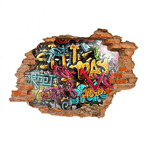 nikima Schönes für Kinder 149 Wandtattoo Graffiti bunt - Loch in der Wand - in 6 Größen - Kinderzimmer Jugendzimmer Wandbild Wanddeko - Größe 1000 x 700 mm von nikima Schönes für Kinder