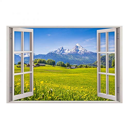 nikima Schönes für Kinder 151 Wandtattoo Fenster - Alpen Berge - in 5 Größen - Landhaus Wandbild Wanddeko - Größe 1000 x 670 mm von nikima Schönes für Kinder