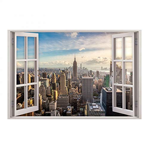 nikima Schönes für Kinder 159 Wandtattoo Fenster - New York - in 5 Größen - Wanddeko Wandbild Manhattan NY - Größe 1000 x 670 mm von nikima Schönes für Kinder