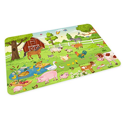 stabiles Vinyl Tischset Bauernhof Kinder Platzset Platzdeckchen - BPA frei - abwaschbar reißfest farbecht - Kita Kindergarten Wimmelbild von nikima Schönes für Kinder