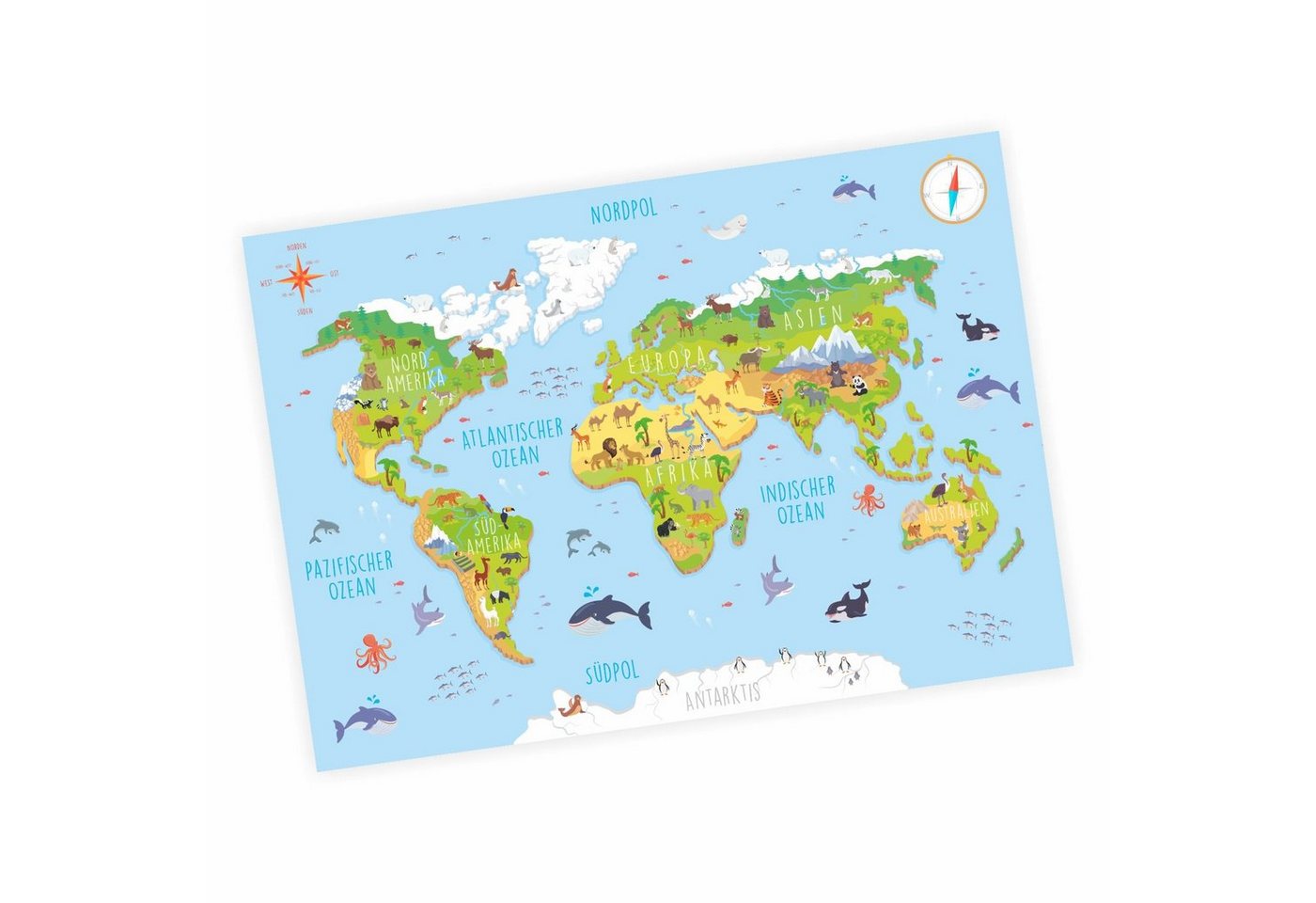 nikima Poster Kinder Weltkarte 3D, Weltkarte, in 3 Größen von nikima