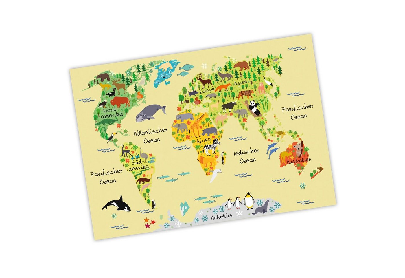 nikima Poster Kinder Weltkarte Gelb, Weltkarte, in 3 Größen von nikima