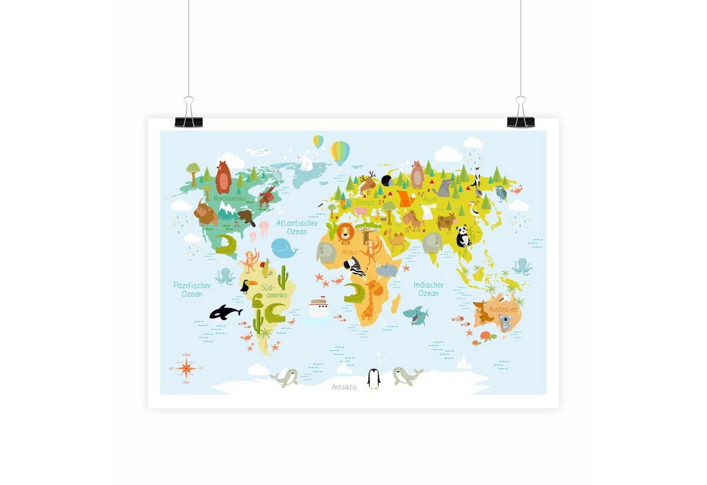 nikima Poster Kinder Weltkarte modern, Weltkarte, in 3 Größen von nikima