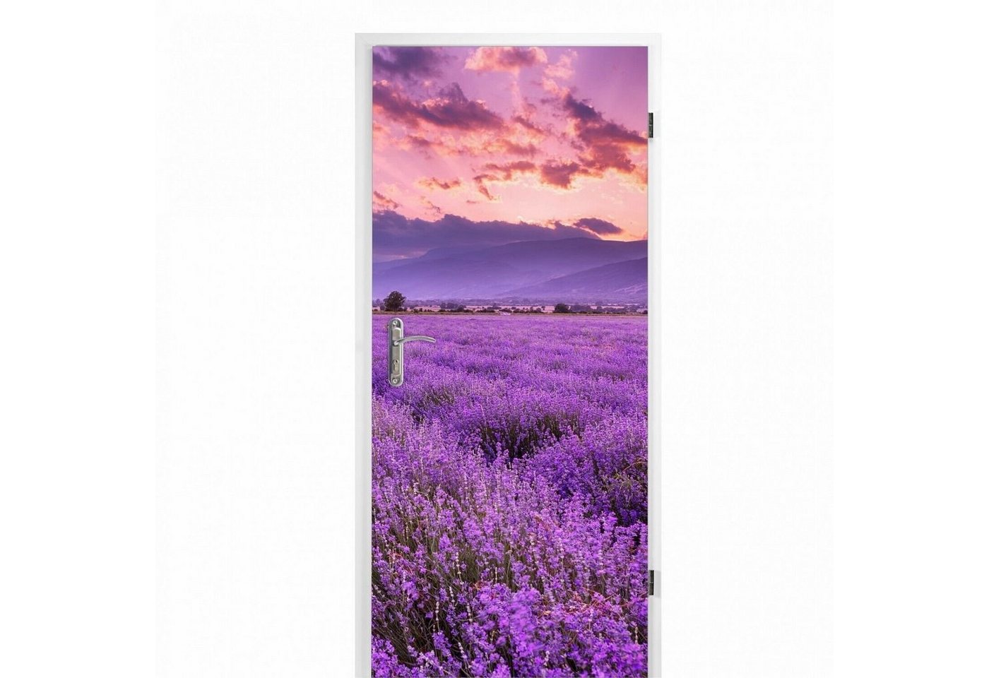 nikima Wandtattoo TB-03 selbstklebendes Türbild – Lavendel (PVC-Folie), 0,9 x 2 m selbstklebende Folie von nikima