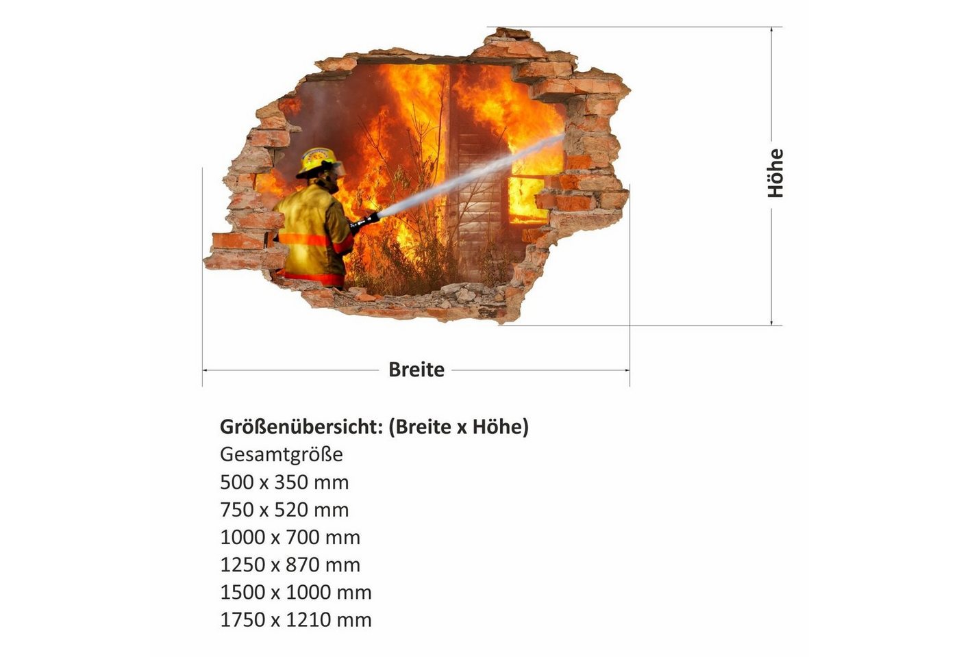 nikima Wandtattoo 054 Feuerwehr - Loch in der Wand (PVC-Folie), in 6 vers. Größen von nikima