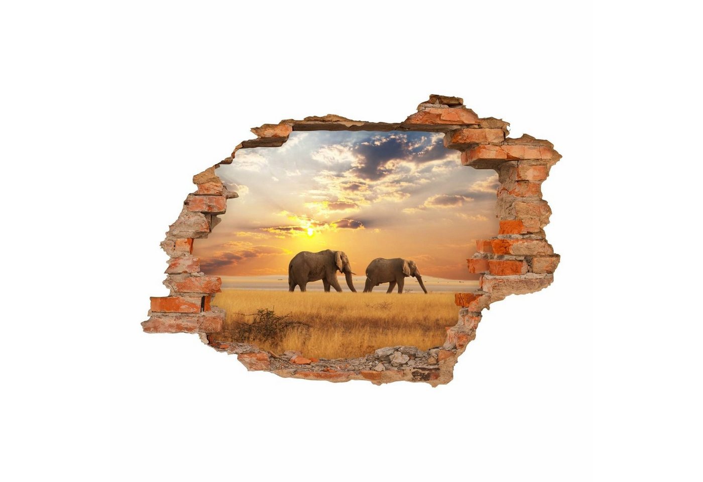 nikima Wandtattoo 091 Elefant - Loch in der Wand (PVC-Folie), in 6 vers. Größen von nikima