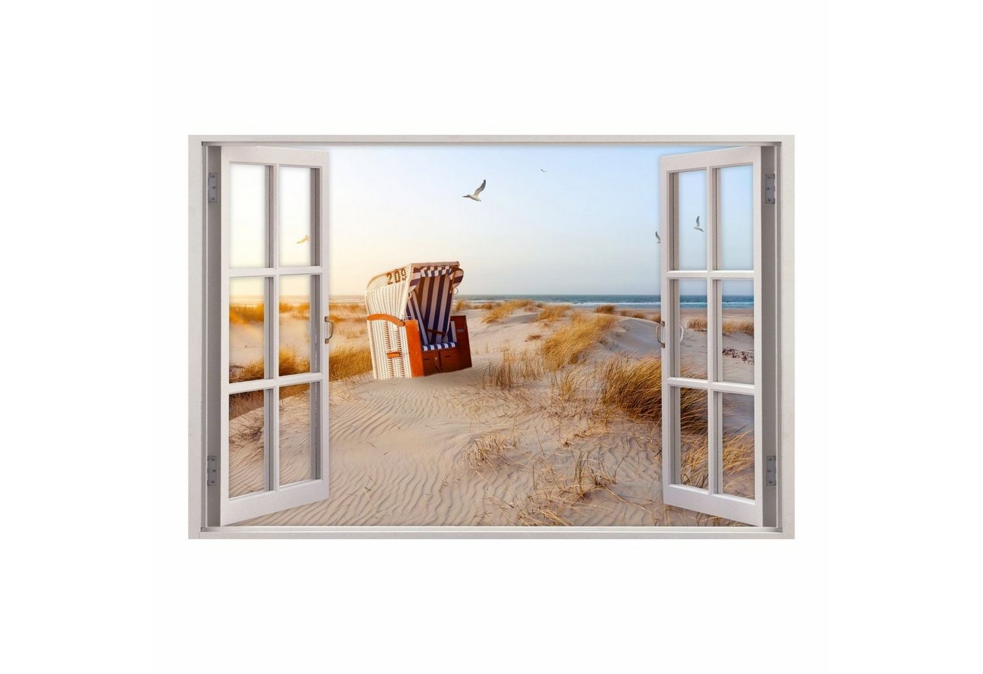nikima Wandtattoo 152 Fenster - Ostsee Strandkorb Maritim (PVC-Folie), in 5 vers. Größen von nikima