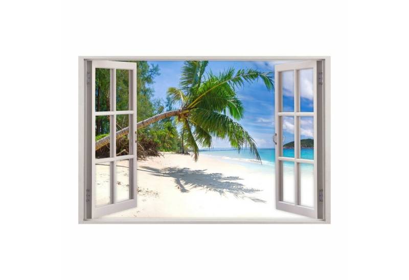 nikima Wandtattoo 155 Fenster - Palmen Strand Südsee (PVC-Folie), in 5 vers. Größen von nikima