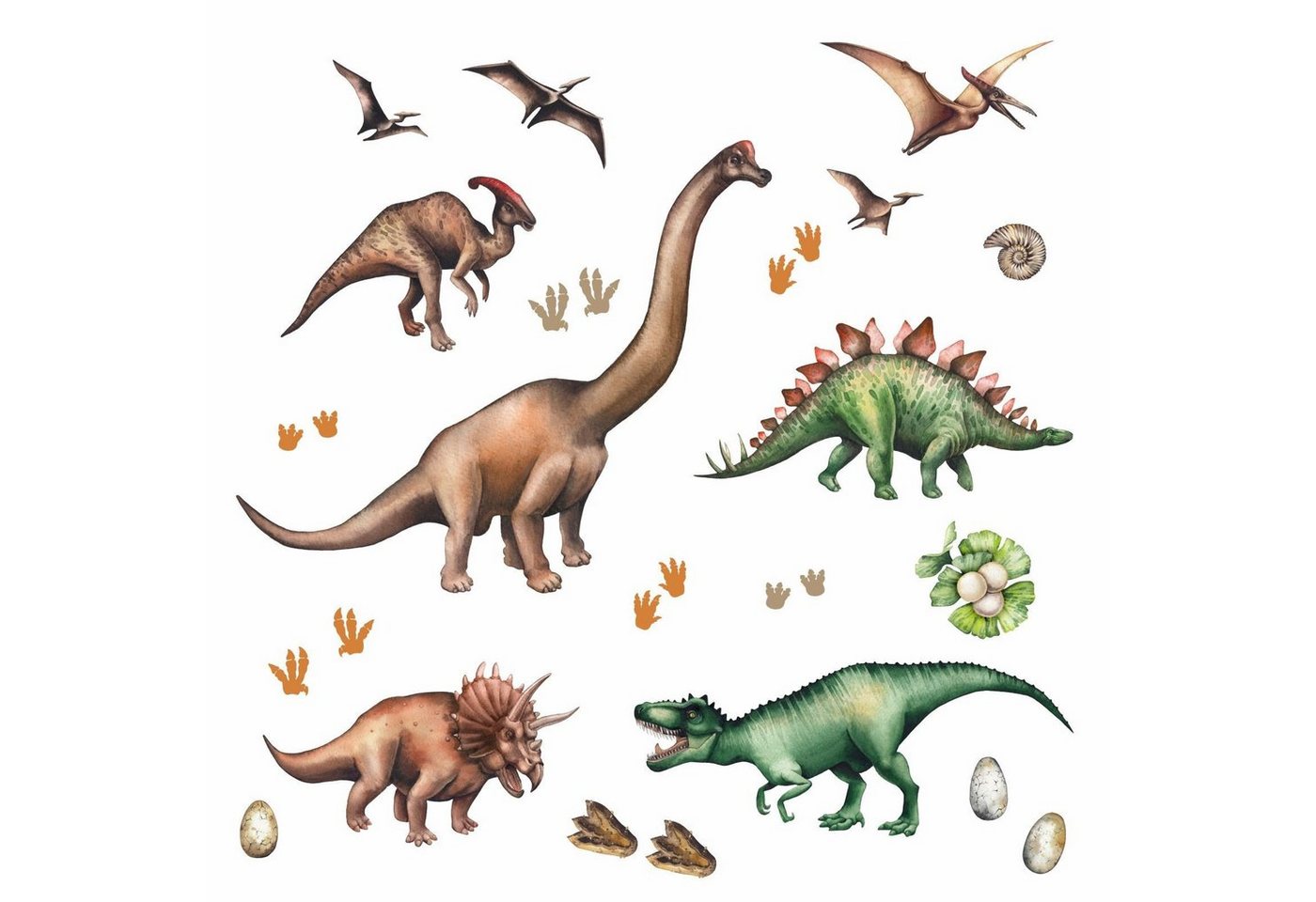 nikima Wandtattoo 167 Dinosaurier T-Rex, Triceratops, Stegosaurus (PVC-Folie), in 6 vers. Größen von nikima
