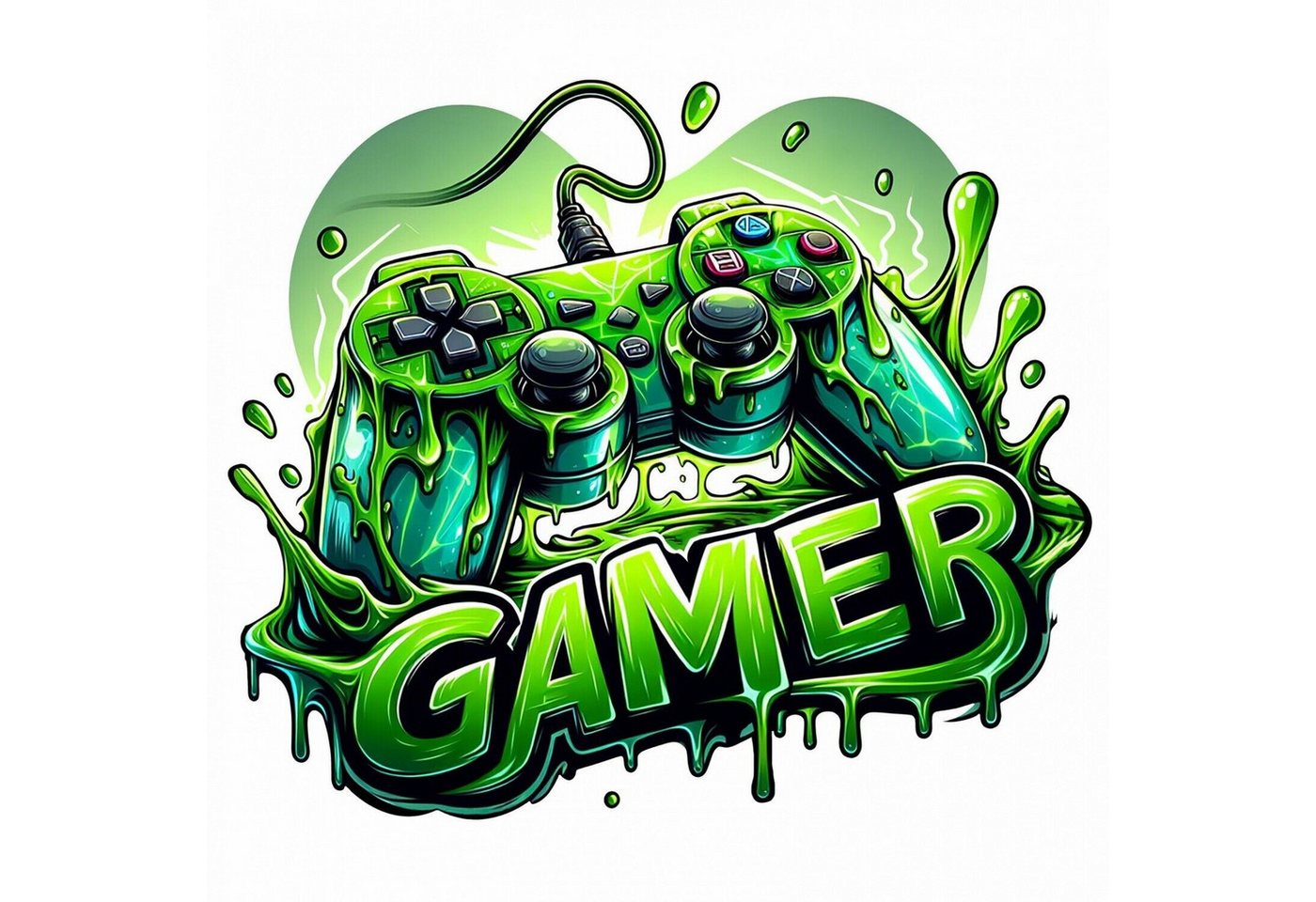 nikima Wandtattoo 259 Wandtattoo Gamer Spielekonsole Controller grün (PVC-Folie), in 4 vers. Größen von nikima
