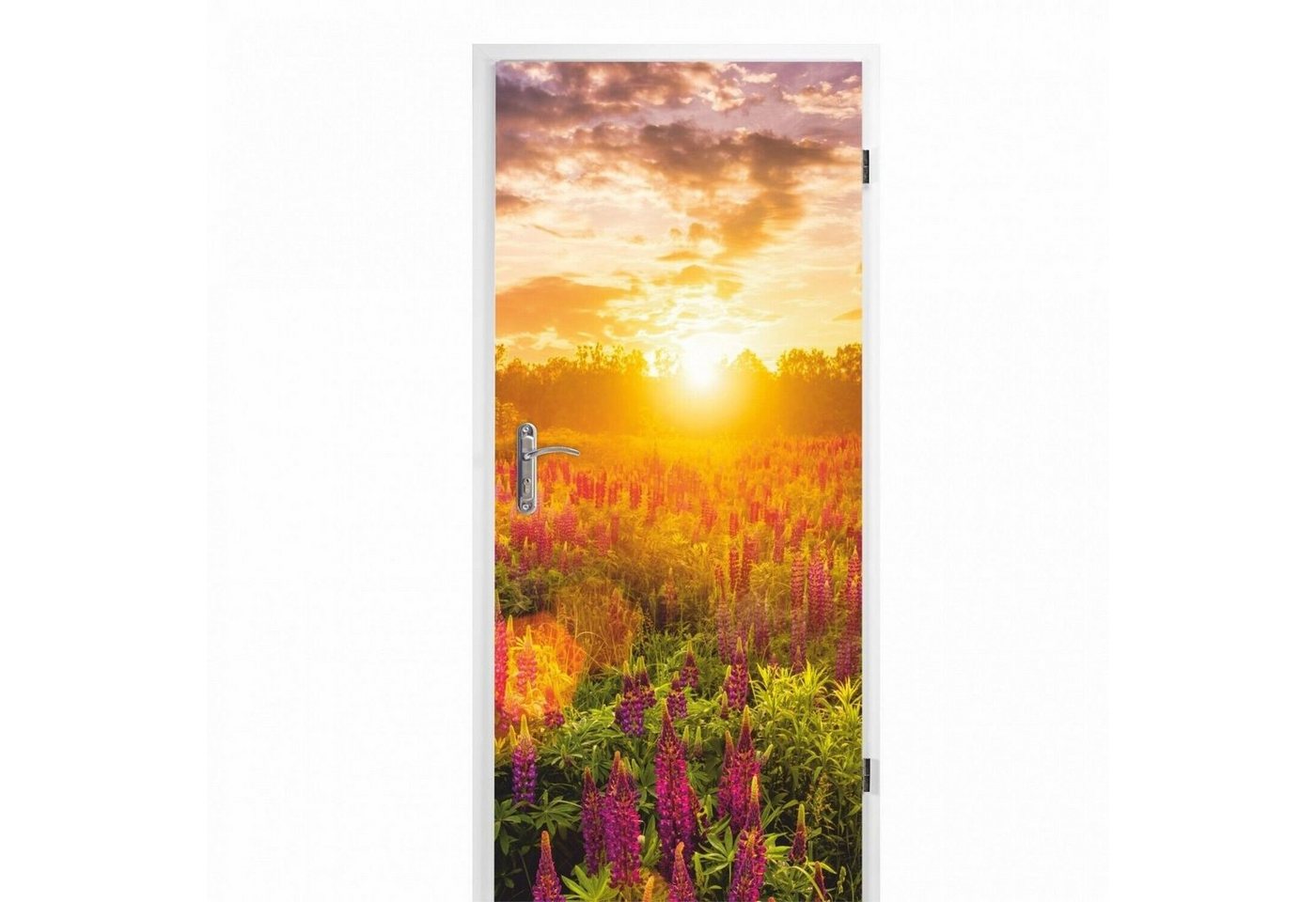 nikima Wandtattoo TB-15 selbstklebendes Türbild – Blumenwiese (PVC-Folie), 0,9 x 2 m selbstklebende Folie von nikima