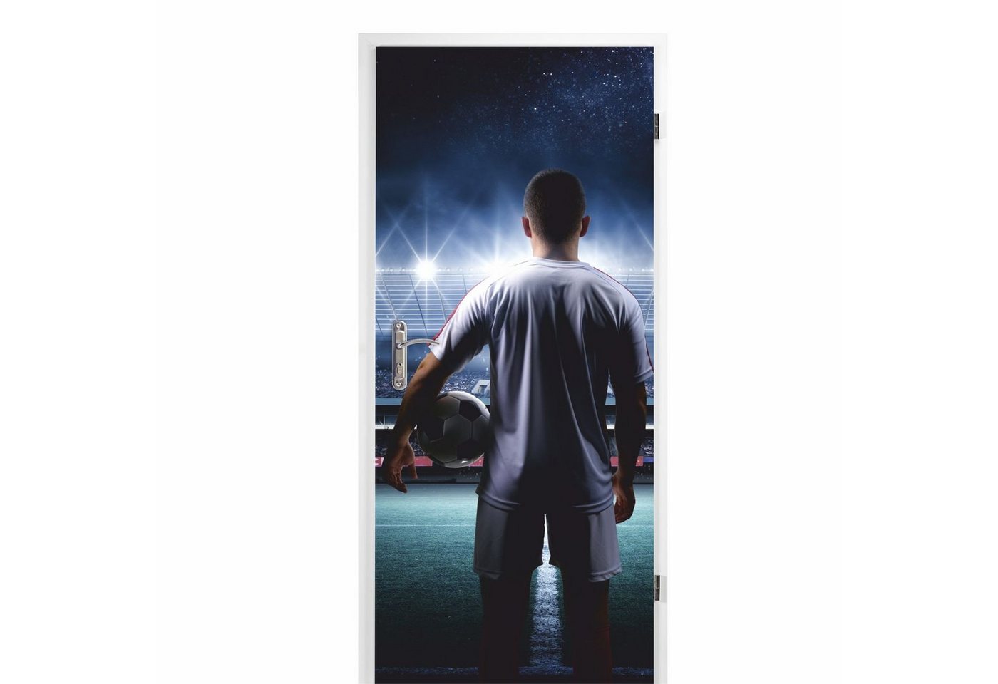 nikima Wandtattoo TB-20 selbstklebendes Türbild – Fußball (PVC-Folie), 0,9 x 2 m selbstklebende Folie von nikima