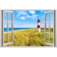 147 Wandtattoo Fenster - Leuchtturm Nordsee in 5 Größen Maritim Wanddeko Wandbild Landhaus Weiß Rot 147 Wandtattoo Fenster - Leuchtturm Nordsee in 5 Größen Maritim Wanddeko Wandbild Landhaus Weiß Rot von nikimashop