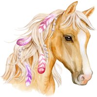 236 Wandtattoo Pferd Kopf Mit Federn Kinderzimmer Sticker Aufkleber - in 5 Größen Niedliche von nikimashop