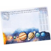 A3 Schreibtischunterlage Sonnensystem Planeten Mit Kleinem 1x1 Papier 50 Blatt Schreibtisch Auflage Kinderzimmer Malunterlage Notizblock von nikimashop