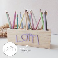 Stiftehalter Kind Mit Kinderzeichnung Geschenk Einschulung Stiftebox Kinder Stiftebecher Holz Schulkind 2025 [3Sh097] von nillieManufaktur