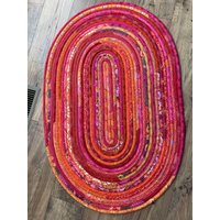 Teppich Herbst Rot Jelly Roll Orange Patchwork Boho-Teppich von ninislove