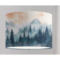 Bergwald Lampe Wohnzimmer | Aquarell Tannen Pendelleuchte Skandi Stil Beleuchtung von ninitak