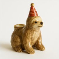Faultier Kerzenhalter Geburtstag, Handbemalte Figur, Tierkerzenhalter, Geburtstagsdeko, Geschenkidee, Partydeko, Handgefertigt, Unikat von ninitak