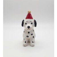 Handbemalte Keramikfigur Dalmatiner - Kerzenhalter Aus Ton, 7 cm Breit, Geburtstagsdeko, Tierfigur Handmade von ninitak