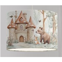 Bär Fuchs Lampe Kinderzimmer | Zauberhafte Hängelampe Schloss Motiv Geschenkidee Bio Baumwolle Bär Fuchs Lampe Kinderzimmer | Zauberhafte Hängelampe Schloss Motiv Geschenkidee Bio Baumwolle von ninitak
