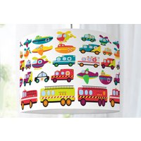 Lampenschirm Kinderzimmer Autos Verkehr Bagger Baustelle Feuerwehr Krankenwagen Polizei Kinderlampe von ninitak