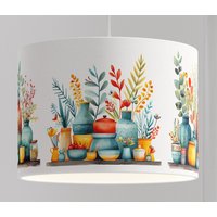 Lampenschirm Wohnzimmer Floral Blumen Vase Bunt Modern Ländlich Ceiling Lamp von ninitak