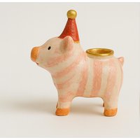 Schwein Kerzenhalter Geburtstag, Handbemalte Figur, Tierkerzenhalter, Geburtstagsdeko, Geschenkidee, Partydeko, Handgefertigt, Unikat von ninitak