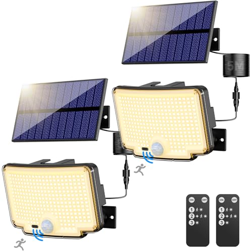 nipify 2 Stück Solarlampen für Außen mit Bewegungsmelder, 310LED 3 Modi Solarleuchte Aussen 210° Weitwinkelbeleuchtung, IP65 Wasserdichte Solar Aussenleuchte Wandleuchte Warmweiß von nipify