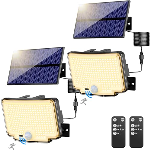 nipify 2 Stück Solarlampen für Außen mit Bewegungsmelder, 310LED 3 Modi Solarleuchte Aussen 270° Weitwinkelbeleuchtung, IP65 Wasserdichte Solar Aussenleuchte Wandleuchte Warmweiß von nipify