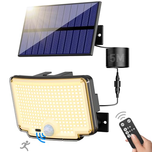 nipify 310LED Warmweiß Solarlampen für Außen mit Bewegungsmelder, 3 Modi Solarleuchte Aussenleuchte mit 270° Weitwinkelbeleuchtung, IP65 Wasserdichte Solar Wandleuchte Aussen für Garten von nipify