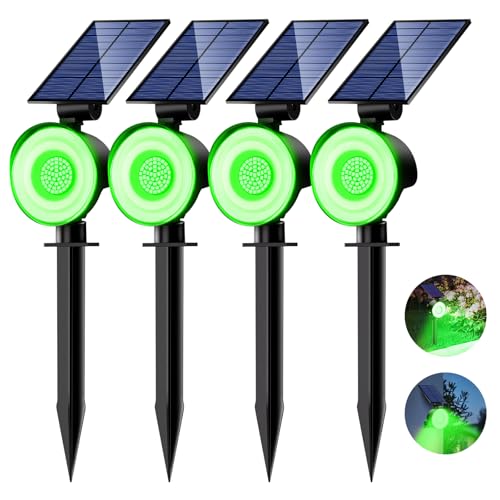nipify 4 Stück Solarlampen für Außen Garten, 53 LED Grün Solar Strahler Gartenleuchten IP65 Wasserdicht, 3 Helligkeit Solarleuchte Aussenleuchte Wegeleuchten für Draußen Aussen Wege Outdoor von nipify