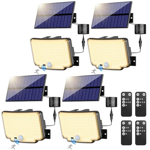 nipify 4 Stück Solarlampen für Außen mit Bewegungsmelder, 310LED 3 Modi Solarleuchte Aussen 270° Weitwinkelbeleuchtung, IP65 Wasserdichte Solar Aussenleuchte Wandleuchte Warmweiß nipify 4 Stück Solarlampen für Außen mit Bewegungsmelder, 310LED 3 Modi Solarleuchte Aussen 270° Weitwinkelbeleuchtung, IP65 Wasserdichte Solar Aussenleuchte Wandleuchte Warmweiß von nipify