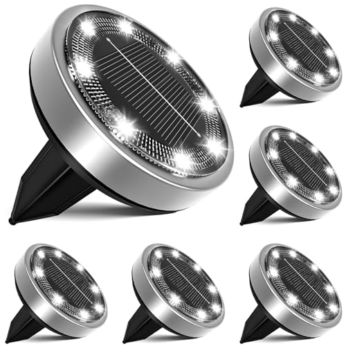 nipify 6 Stück Solar Bodenleuchten Aussen Garten, Solarleuchten Außenleuchte mit 8 LEDs, Kaltweiß Led Bodenleuchte Außen Solar Wasserdicht Solarlampen für Garten Rasen Gehweg Patio Auffahr nipify 6 Stück Solar Bodenleuchten Aussen Garten, Solarleuchten Außenleuchte mit 8 LEDs, Kaltweiß Led Bodenleuchte Außen Solar Wasserdicht Solarlampen für Garten Rasen Gehweg Patio Auffahr von nipify