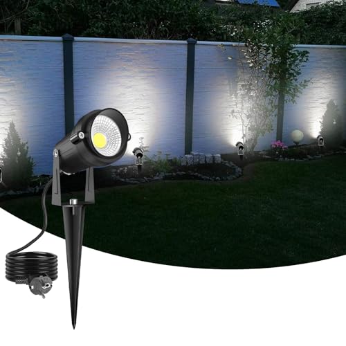 nipify Gartenbeleuchtung mit Strom, 5W Kaltesweiß Gartenstrahler LED Außen Wasserdicht IP65, Gartenleuchte mit Erdspieß Stecker, Gartenlampen für Draußen, Aussen, Garten, Terrasse, Baum, Teich von nipify