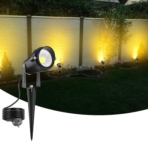 nipify Gartenbeleuchtung mit Strom, 5W Warmweiß Gartenstrahler LED Außen Wasserdicht IP65, Gartenleuchte mit Erdspieß Stecker, Gartenlampen für Draußen, Aussen, Garten, Terrasse, Baum, Teich von nipify