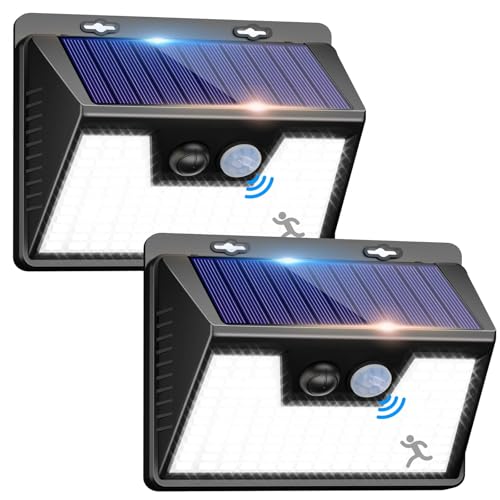 nipify Solarlampen für Außen mit Bewegungsmelder, 【2 Stück】 140 LED 3 Modi Solarleuchten für Außen IP65 Wasserdichte LED Solar Aussenleuchte mit Bewegungsmelder Aussen für Wandleuchte, Garten, Garage von nipify