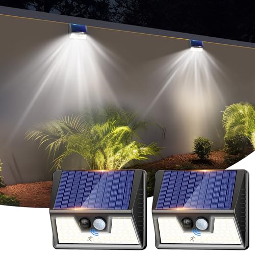 nipify Solarlampen für Außen mit Bewegungsmelder, 2 Stück Solarlampe Aussen, 3 Modi Solarleuchte Sicherheitswandleuchte, Wasserdichte Aussenleuchte Wandleuchte für Hauswand Garten von nipify