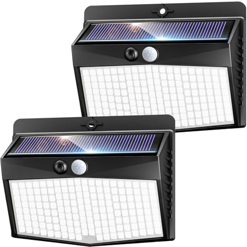 nipify Solarlampen für Außen mit Bewegungsmelder, 3 Modi Solarleuchten Beleuchtung IP65 Wasserdichte, 168 LED Superhelle Solar Lampe Aussen für Garten Garage Hof (2 Stück) von nipify