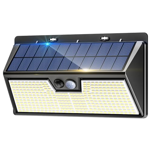 nipify Solarlampen für Außen mit Bewegungsmelder, 318 LED Solar Aussenleuchte Lampe Wasserdichte, 3 Modi Superhelle Solarleuchte Wandleuchte für Aussen Garten Hauswand von nipify