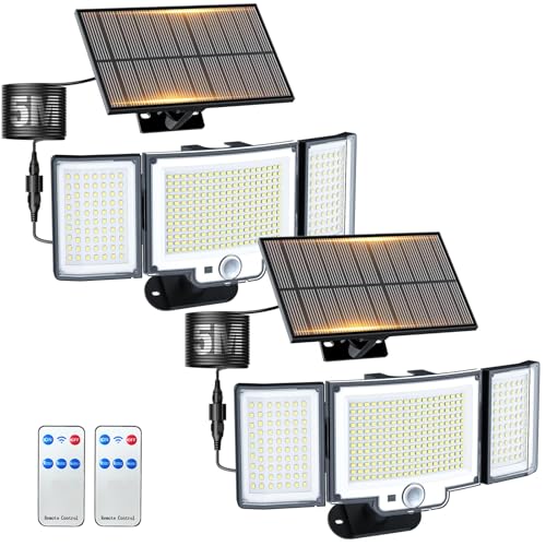nipify Solarlampen für Außen mit Bewegungsmelder, 366 LED Solar Aussenleuchte mit Fernbedienung, 3Modi 270°Weitwinkel IP65 Wasserdichte Led Solar Bewegungsmelder Außen mit 5m Kabel- 2 Stück nipify Solarlampen für Außen mit Bewegungsmelder, 366 LED Solar Aussenleuchte mit Fernbedienung, 3Modi 270°Weitwinkel IP65 Wasserdichte Led Solar Bewegungsmelder Außen mit 5m Kabel- 2 Stück von nipify