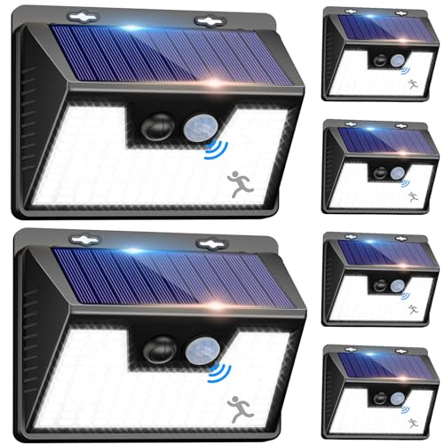 nipify Solarlampen für Außen mit Bewegungsmelder, 【6 Stück】 140 LED 3 Modi Solarleuchten für Außen IP65 Wasserdichte LED Solar Aussenleuchte mit Bewegungsmelder Aussen für Wandleuchte, Garten, Garage von nipify