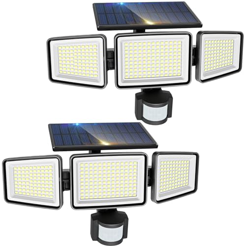 nipify Solarlampen für Außen mit Bewegungsmelder 2 Stück, 302LED Solarleuchten Aussenleuchte 3 Modi IP65 Wasserdichte 270°Beleuchtungswinkel Solar Lampe Outdoor für Garten Garage Terrasse von nipify