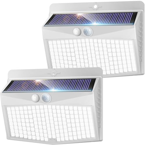 nipify Solarlampen für Außen mit bewegungsmelder, 2 Stück 168 LED Superhelle Solarleuchte Sicherheitswandleuchte 3 Modi IP65 Wasserdichte Wandleuchte Garten, weißer Rahmen nipify Solarlampen für Außen mit bewegungsmelder, 2 Stück 168 LED Superhelle Solarleuchte Sicherheitswandleuchte 3 Modi IP65 Wasserdichte Wandleuchte Garten, weißer Rahmen von nipify